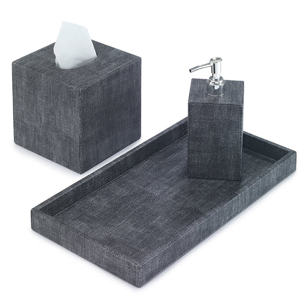 Load image into Gallery viewer, Bodrum Linens Luster Bath Accessories - Smoke

