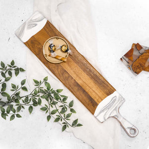 Lynn & Liana 5x24 Baguette Acacia Cheeseboard Marble
