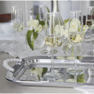 Mariposa Fine Line Clear With White Rim Champagne Flute Glass Set of 4
