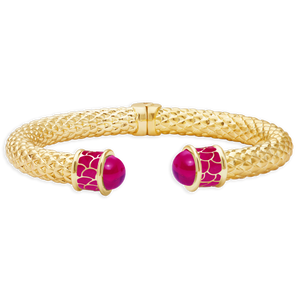 Halcyon Days Minoan Torque Hinged Bangle in Pink Tourmaline & Gold