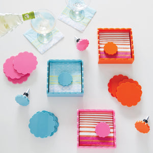 Mariposa Orange Scallop Napkin Box with Insert