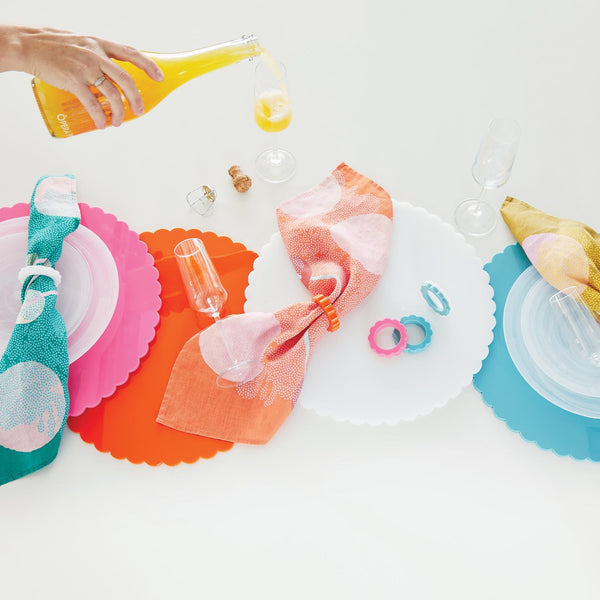 Load image into Gallery viewer, Mariposa White Scalloped Acrylic 15" Placemat Set of 2
