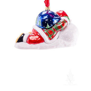 Vaillancourt Folk Art - Snow Balls™ Santa Lounging on Snowball - Christmas Ornament
