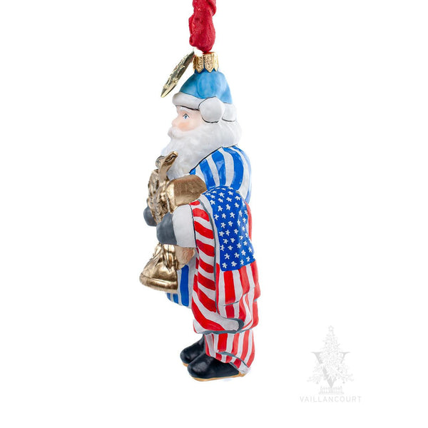 Load image into Gallery viewer, Vaillancourt Folk Art - American Santa with Eagle - Christmas Ornament
