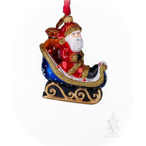 Vaillancourt Folk Art - Santa in Night’s Sky Sleigh - Christmas Ornament