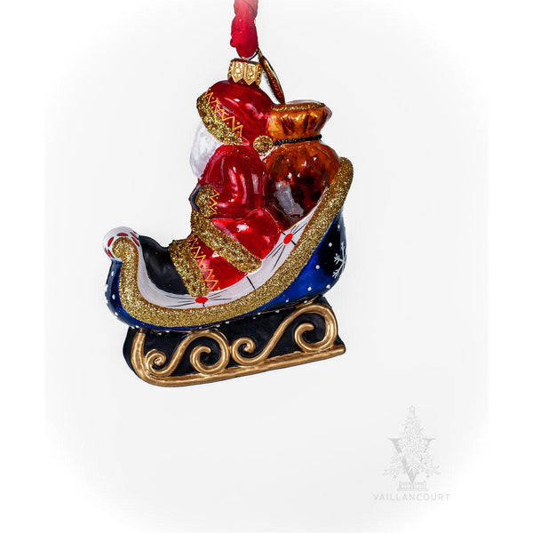 Load image into Gallery viewer, Vaillancourt Folk Art - Santa in Night’s Sky Sleigh - Christmas Ornament
