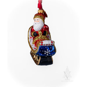 Vaillancourt Folk Art - Santa in Night’s Sky Sleigh - Christmas Ornament