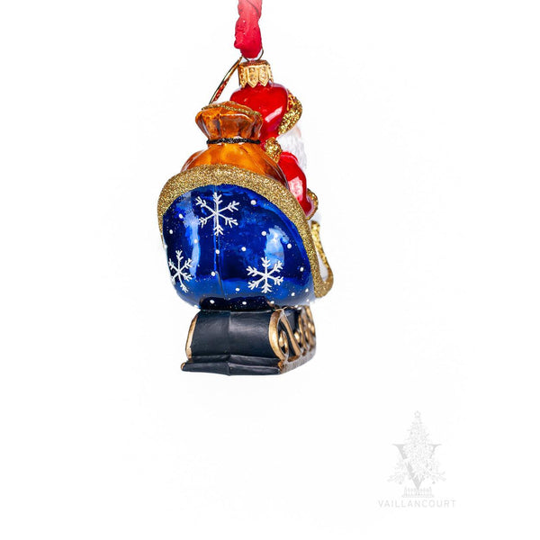 Load image into Gallery viewer, Vaillancourt Folk Art - Santa in Night’s Sky Sleigh - Christmas Ornament
