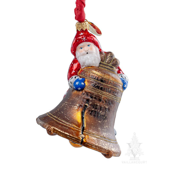 Load image into Gallery viewer, Vaillancourt Folk Art - Santa with Liberty Bell - Christmas Ornament
