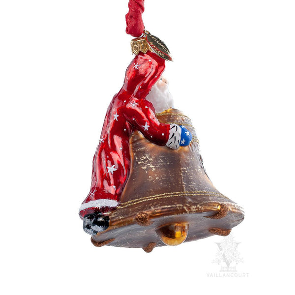 Load image into Gallery viewer, Vaillancourt Folk Art - Santa with Liberty Bell - Christmas Ornament
