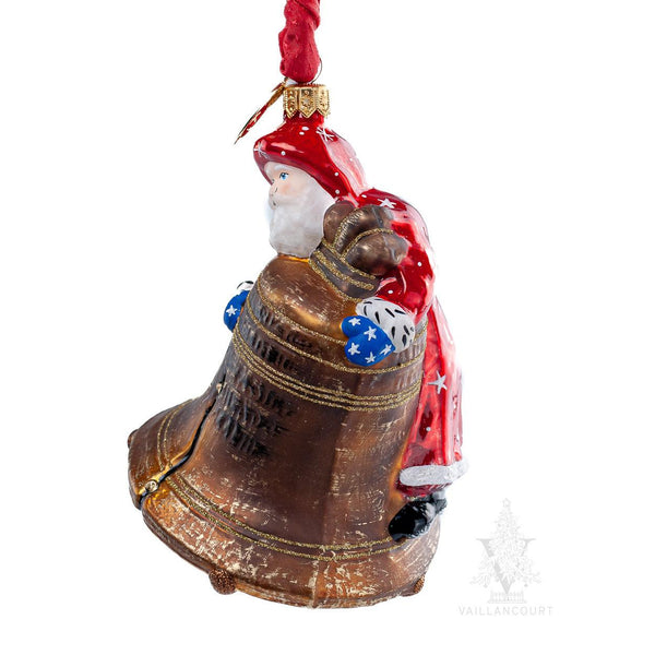 Load image into Gallery viewer, Vaillancourt Folk Art - Santa with Liberty Bell - Christmas Ornament
