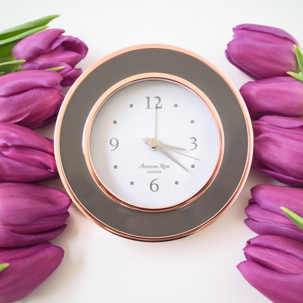 Load image into Gallery viewer, Addison Ross Rose Gold &amp; Taupe Alarm Clock
