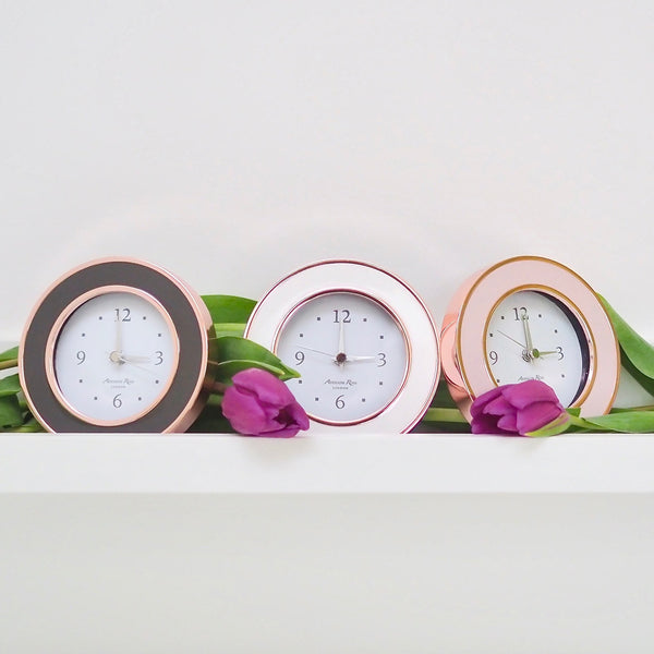 Load image into Gallery viewer, Addison Ross Rose Gold &amp; Taupe Alarm Clock
