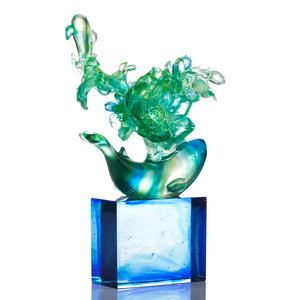 Liuli LIULI Crystal Flower Whale Journey of Kun - Amber & Blue Green