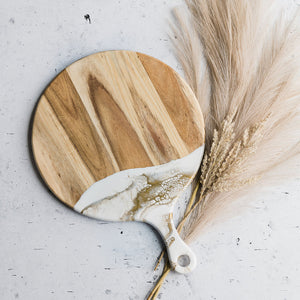 Lynn & Liana 12" Acacia Cheese Paddle Gold Quartz