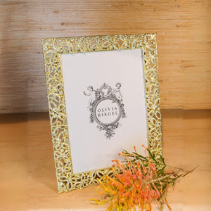 Olivia Riegel Gold Papillon with Jonquil Crystals 5" x 7" Frame