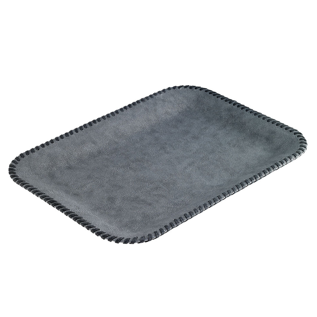Bodrum Linens Whipstitch Pewter Flat Tray