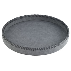 Bodrum Linens Whipstitch Pewter Round Tray