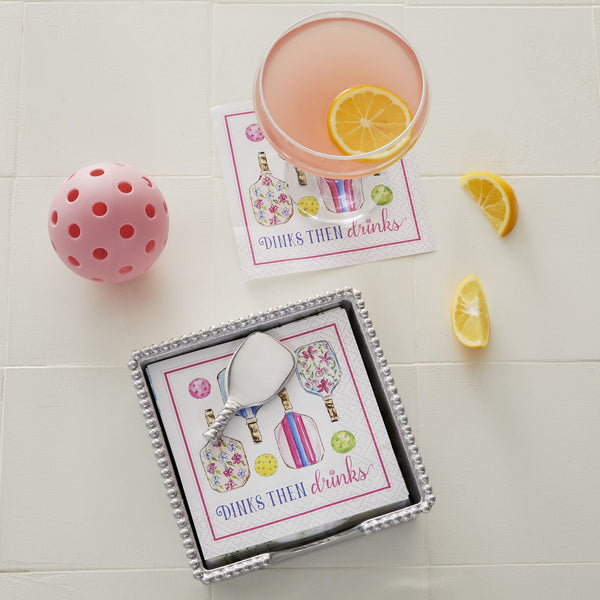 Load image into Gallery viewer, Mariposa Pickleball Drinks (1900) Beaded Napkin Box Set

