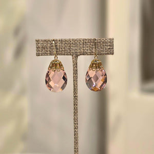 Olivia Riegel Pink Briolette Crystal Leverback Earrings