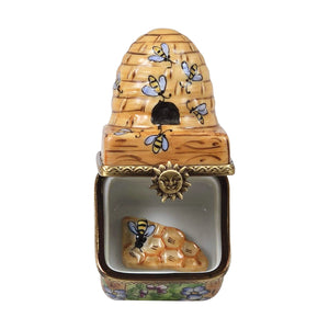 Rochard "Floral Beehive with Honeycomb" Limoges Box