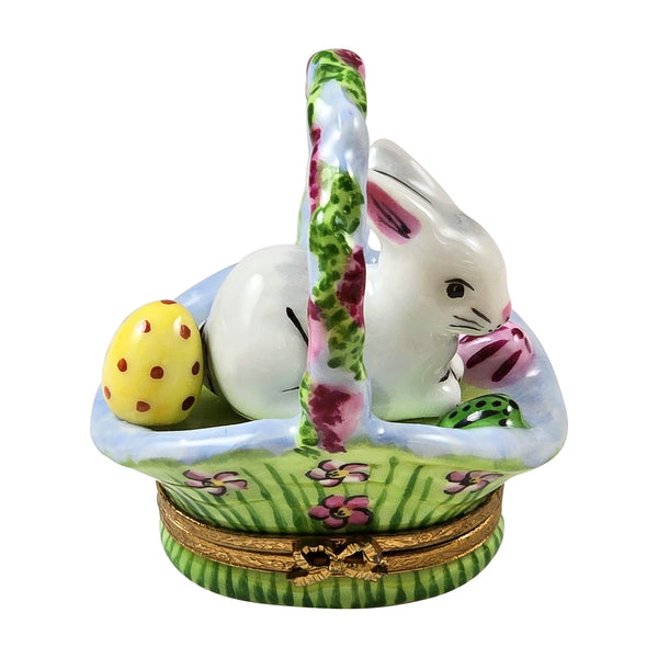 Load image into Gallery viewer, Rochard &quot;White Rabbit in Basket Wisteria &amp; Flowers&quot; Limoges Box
