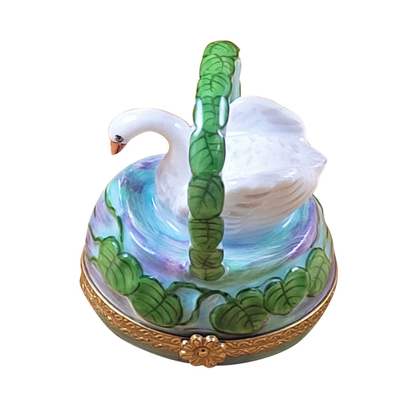 Load image into Gallery viewer, Rochard &quot;Swan on Water Lily Basket&quot; Limoges Box
