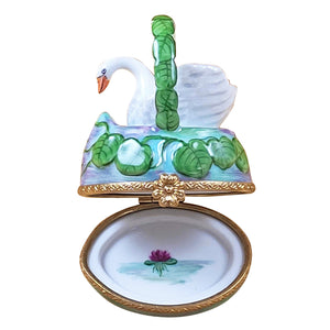 Rochard "Swan on Water Lily Basket" Limoges Box