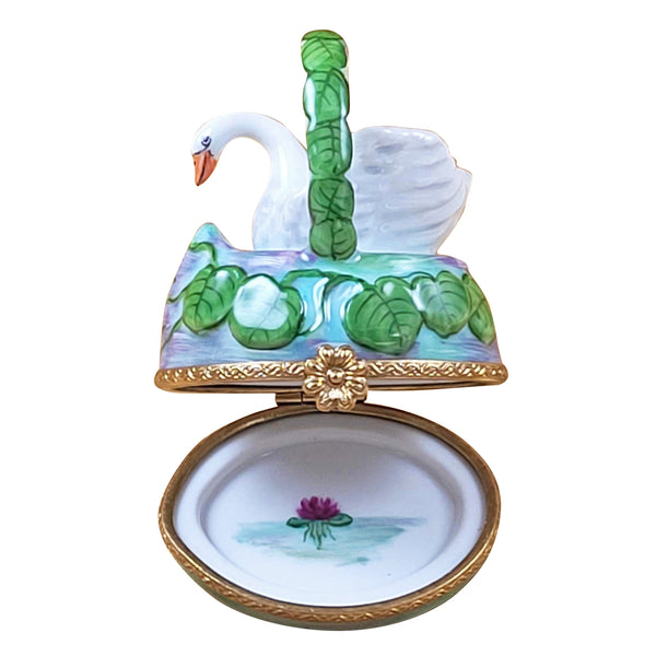 Load image into Gallery viewer, Rochard &quot;Swan on Water Lily Basket&quot; Limoges Box
