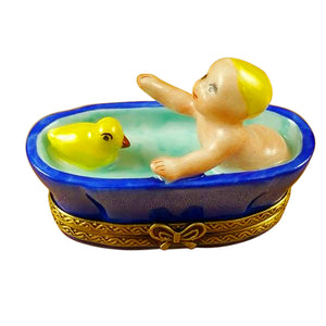 Rochard "Baby in Tub with Duck" Limoges Box