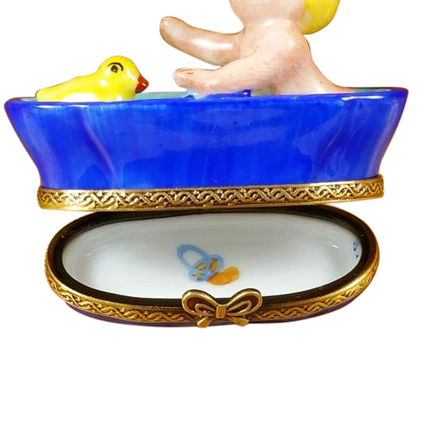 Load image into Gallery viewer, Rochard &quot;Baby in Tub with Duck&quot; Limoges Box
