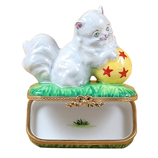 Load image into Gallery viewer, Rochard &quot;Persian Cat with Yellow Ball&quot; Limoges Box
