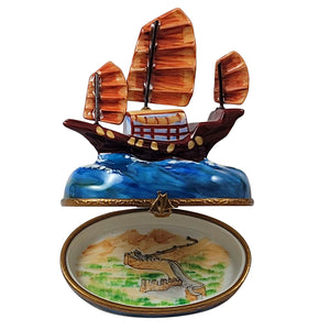 Chinese Junk Ship Limoges Box