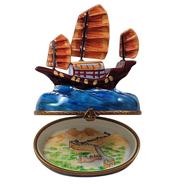 Load image into Gallery viewer, Chinese Junk Ship Limoges Box

