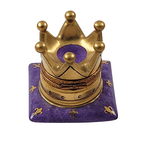 Load image into Gallery viewer, Crown on Purple Pillow Limoges Box
