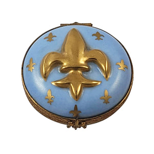 Fleur-De-Lis on Blue Round Limoges Box
