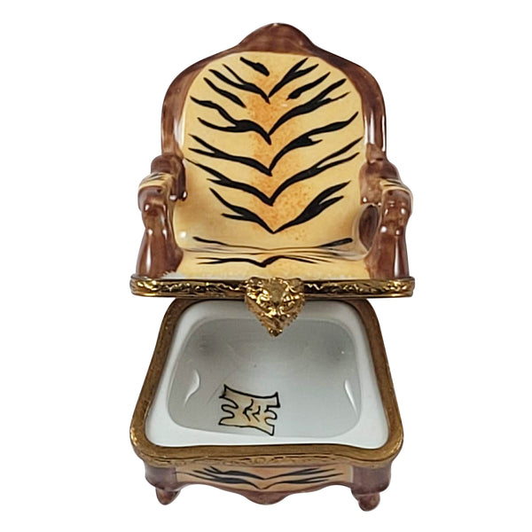 Load image into Gallery viewer, Black Stripe Tiger Chair Limoges Box
