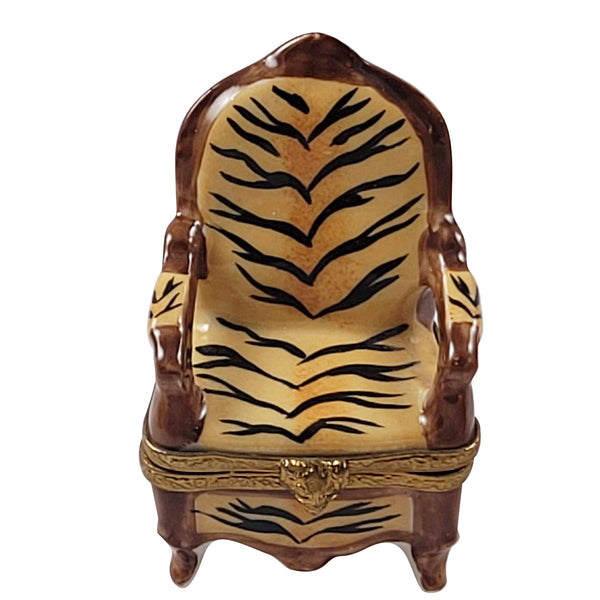 Load image into Gallery viewer, Black Stripe Tiger Chair Limoges Box
