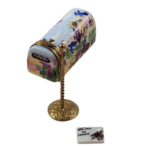 Mailbox on Brass Stand Limoges Box