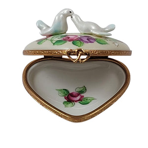 Doves on Floral Heart Limoges Box