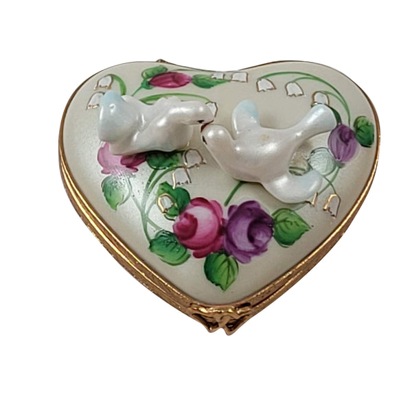 Load image into Gallery viewer, Doves on Floral Heart Limoges Box
