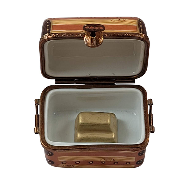 Load image into Gallery viewer, Treasure Chest Rounded with Gold Bar Limoges Box
