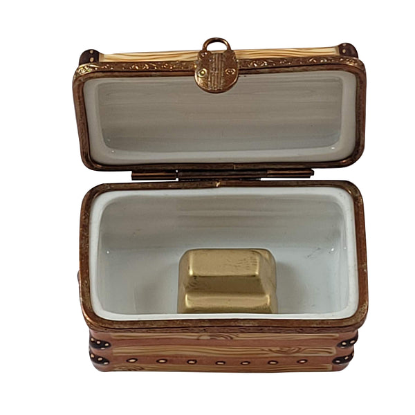 Load image into Gallery viewer, Treasure Chest Rectangular with Gold Bar Limoges Box
