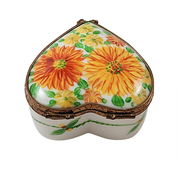 Load image into Gallery viewer, Sunflowers on Heart Limoges Box
