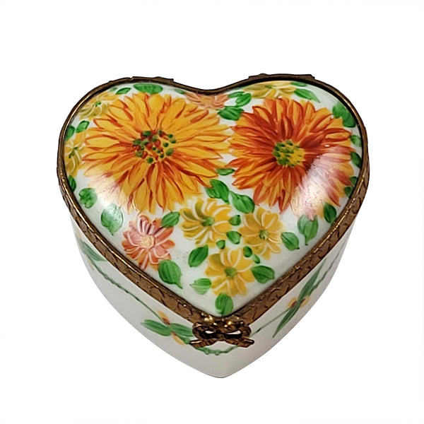 Load image into Gallery viewer, Sunflowers on Heart Limoges Box
