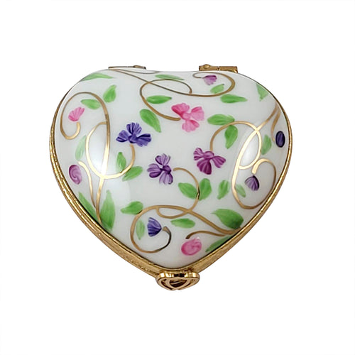 Heart with Pink & Purple Flowers Limoges Box