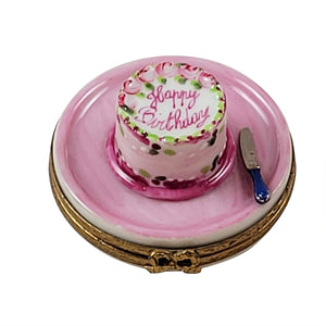 Pink Plate with Birthday Cake Limoges Box