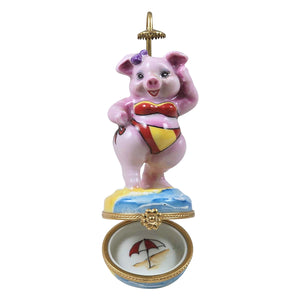 Pig in Bikini Under Shower Limoges Box