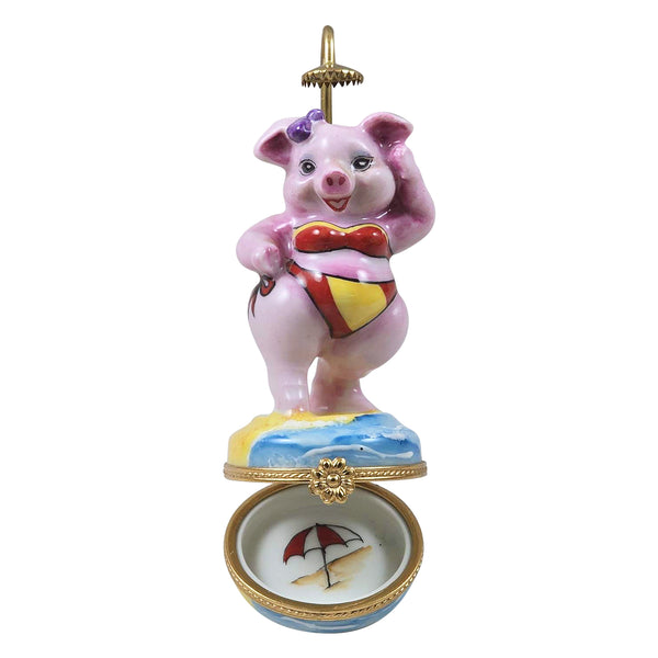 Load image into Gallery viewer, Pig in Bikini Under Shower Limoges Box
