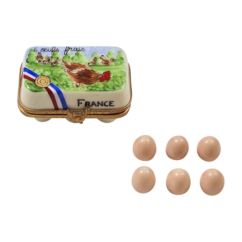 Egg Carton with Six Eggs Limoges Box